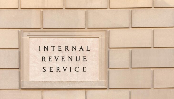 Wall with a sign that says Internal Revenue Service