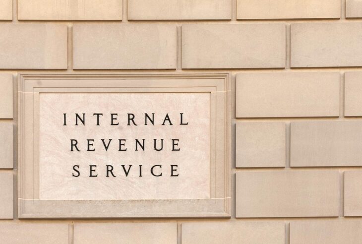 Wall with a sign that says Internal Revenue Service